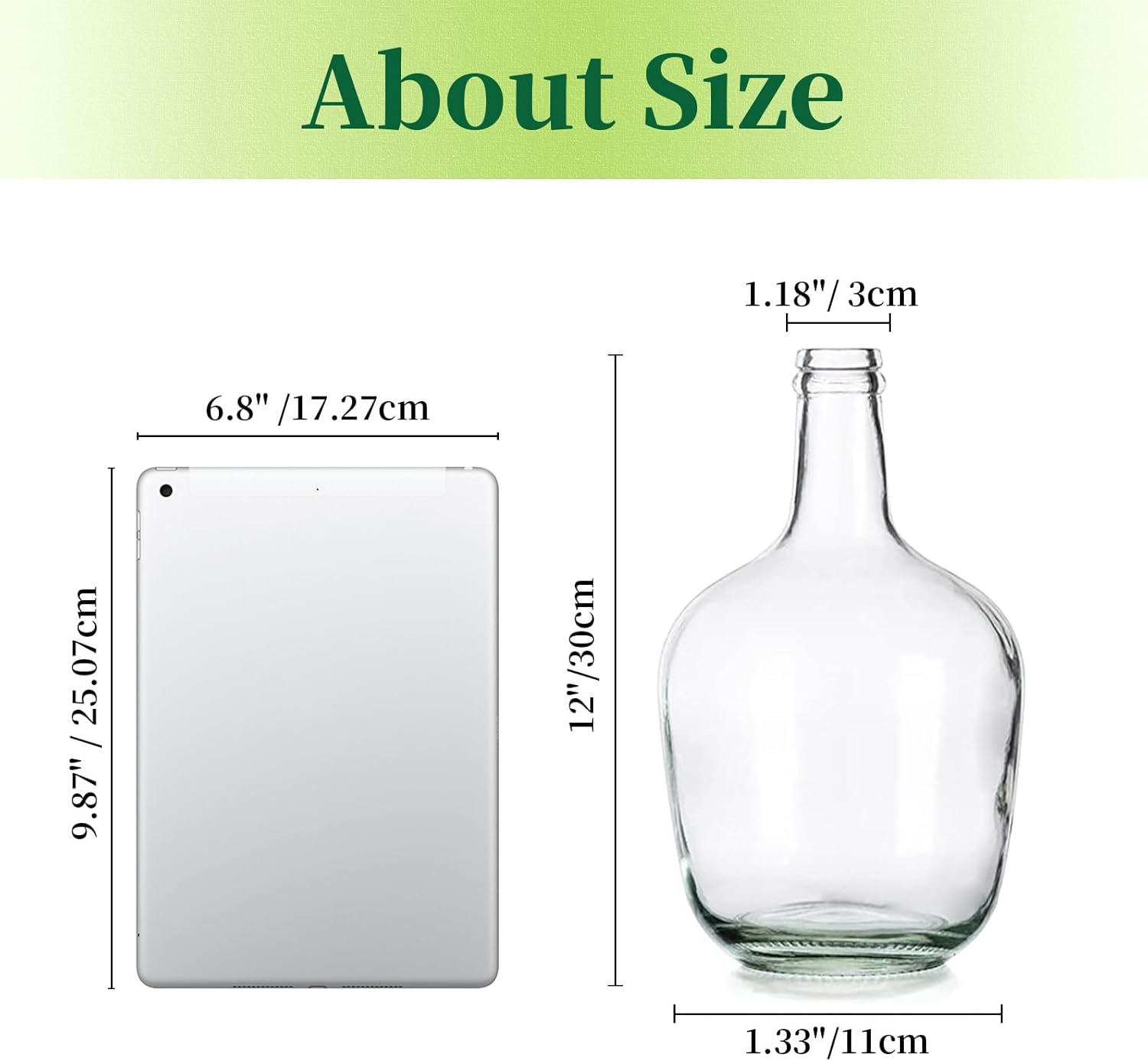 Hewory Large Glass Vase for Decor, 12in Clear Tall Farmhouse Decorative Floor Vase, Round Bubble Balloon Glass Jug Vases for Coffee Table Fireplace Mantel Entryway Living Room Bedroom Kitchen - Image 5