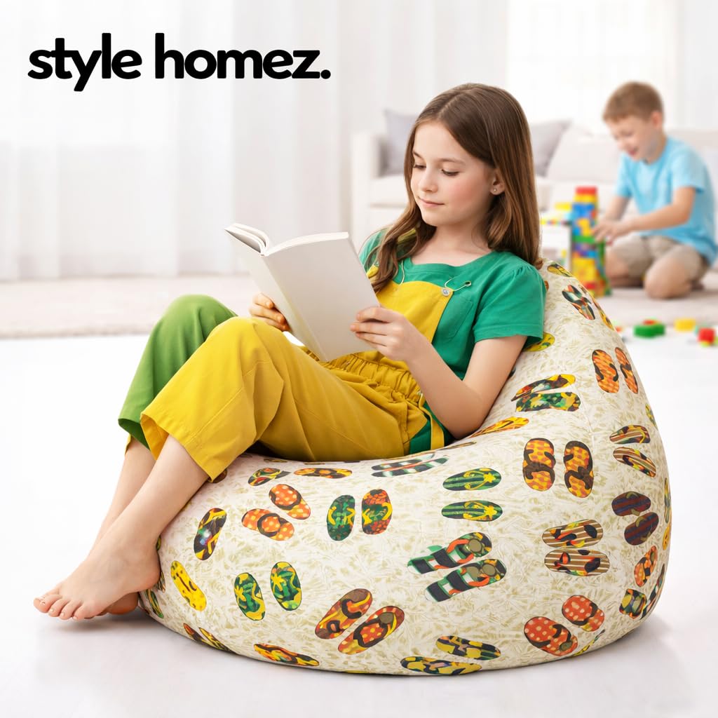 Style Homez Classic Premium Cotton Canvas Abstract Printed Bean Bag XL Size Cover Only 2