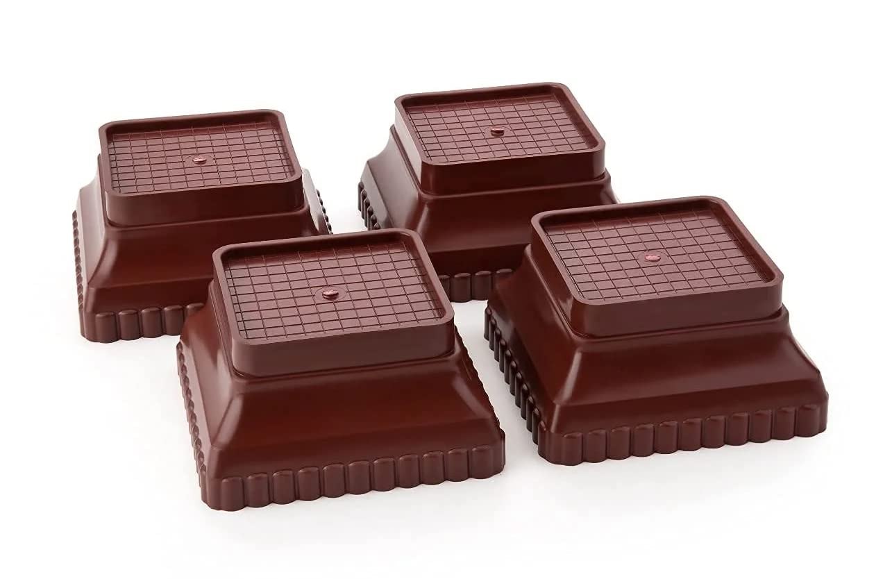Groupon Multi-Purpose Step Square Plastic Stand& Foot for Wardrobe, Refrigerator, Sofa, Sleeping Bed, Dinning Table and Dressing Table 4 Pieces (Brown) (B0BRFZLMNZ) Amazon Price History, Amazon Price Tracker