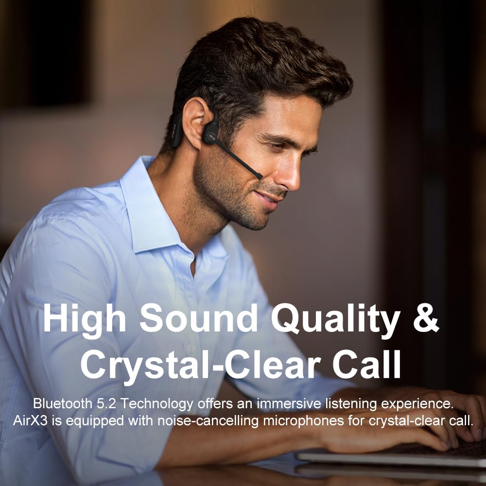 Hiteblaz Écouteurs à Oreille Ouverte Bluetooth 5.2, Casques à Conduction aérienne avec Micro, écouteurs sans Fil étanches IP55 pour 7 Heures de Lecture, écouteurs de Sport à Suppression de Bruit pour
