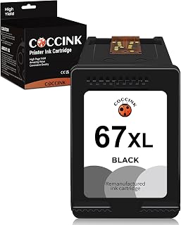 COCCINK 67XL Ink Cartridge for HP Printers High Yield Work with HP 67 XL Deskjet 2755 2700 4155 2752 2723e 4133e Deskjet Plus 4152 Envy 6055 6052 Envy Pro 6458 6452 6455 Printer 1 Black