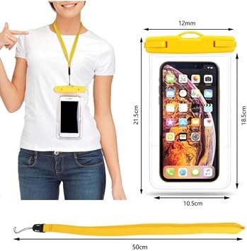 CONSTRAIN - Waterproof Phone Case – Universal Waterproof Case with Hanger | Durable Protection for Sea, Pool, Holiday - Yellow