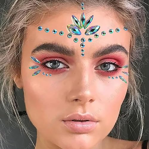 Miniatura 4 de Blindery Gemas de la cara de sirena, joyas de la cara de diamantes de imitación, tatuaje rave, calcomanías para el cuerpo, gemas de pecho para