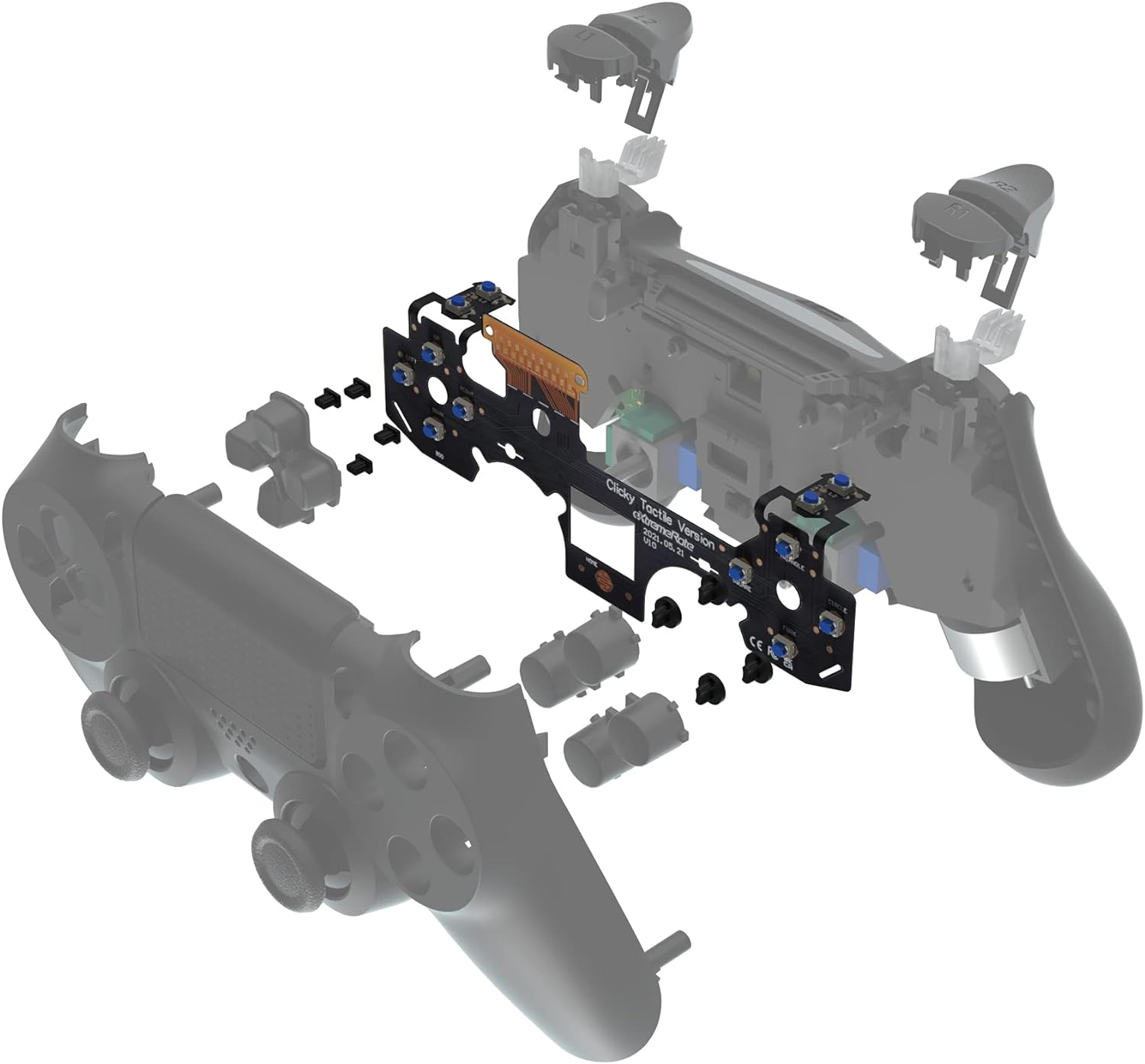 eXtremeRate Whole Tactile Clicky Kit for PS4 Controller Shoulder Face Dpad Buttons, Custom Flashshot Button Stop Flex Cable, Mouse Click Kit for PS4 Controller CUH-ZCT2 JDM-040/050/055 - Image 6