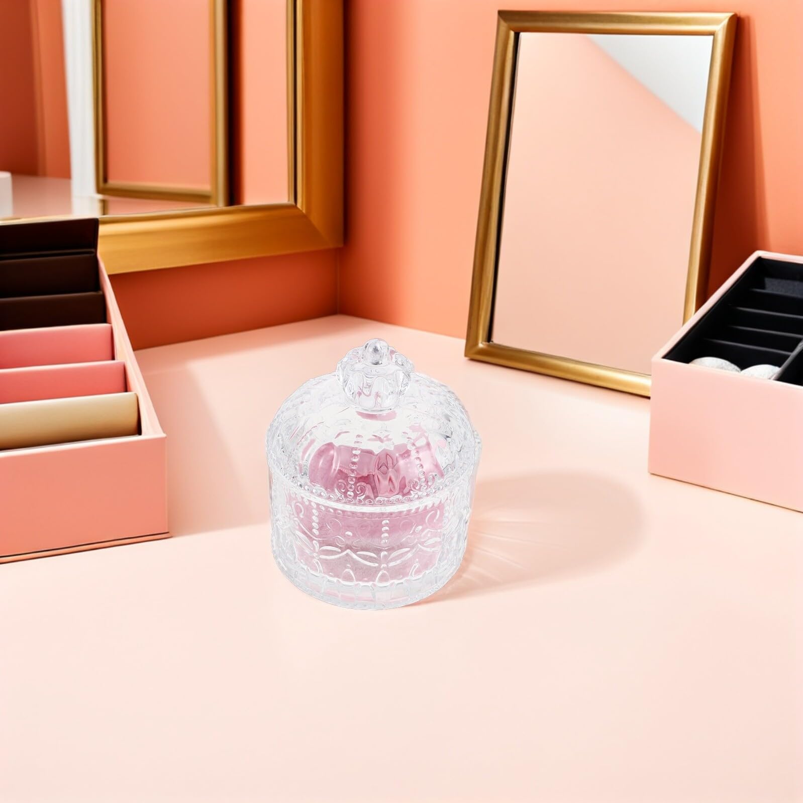 Homoyoyo Set 1 Spugna per Cipria Rosa Barattolo in Vetro e Materiale ad Alta Densità per Cipria in Polvere e Compatta, Applicatore Versatile per Viso, per Viaggio e Sostituzione