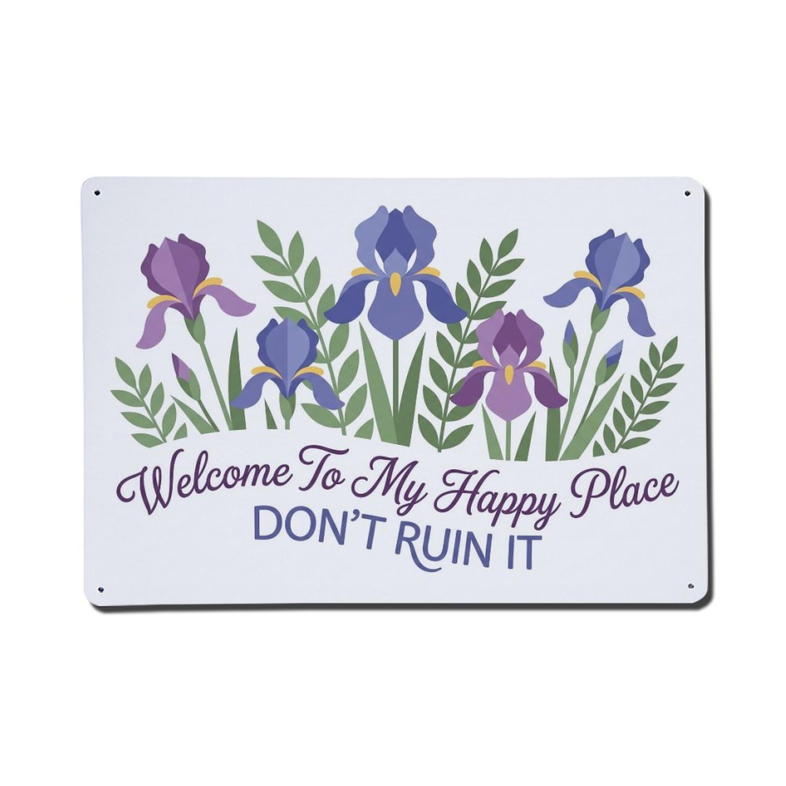 Iris Flower Garden Porch Humor Metal Tin Sign Plaque Wall Decor for Cafe, Club Bar, Office, Home Garden Metal Poster 8x12Inch