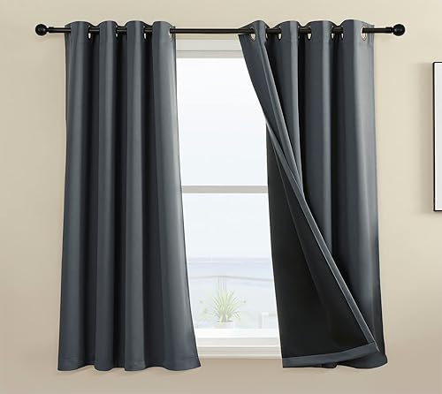 Miniatura 70 de Rutterllow - Cortinas 100% opacas, paneles de cortina con ojales, aislamiento térmico y bloqueo de luz para habitación y sala de estar, (2 paneles