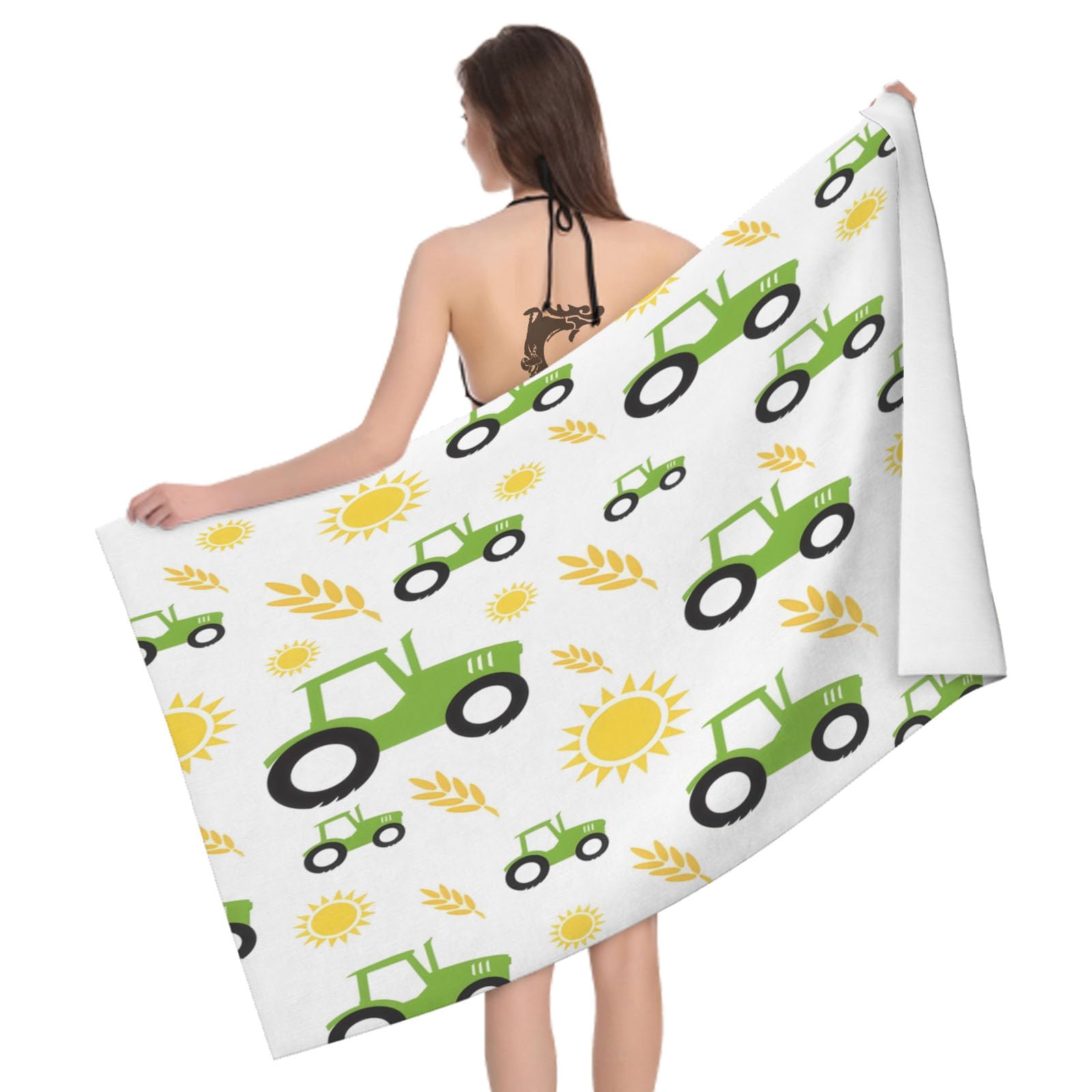 Leichong 3D Tractors Beach Towel Microfiber Soft Quick Dry for Adults, Cartoon Bath Towel Lightweight Soft Absorbent for Travel Swimming Pool Sports, 75 x 150 cm