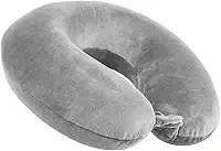 Almofada de Pescoço Travesseiro Cervical Ergonômico para Viagem Micropartículas Descanso (Cinza)