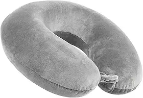 Almofada de Pescoço Travesseiro Cervical Ergonômico para Viagem Micropartículas Descanso (Cinza)