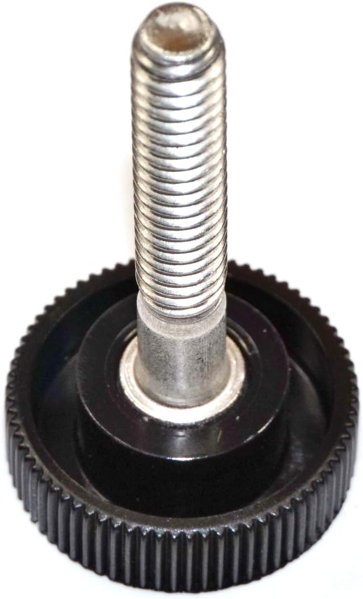 Four (4) Thumb Screws 1/4-20 x 1-1/2" Long Stainless Steel 1" Round Knurled Black Plastic Knob