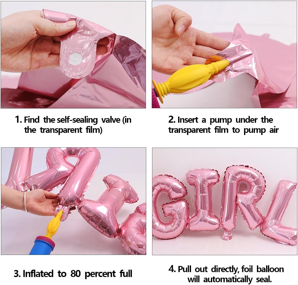 Baby Shower Decoration For Girl Pink Gold Balloons And It's A Girl Party Supplies Complete Set