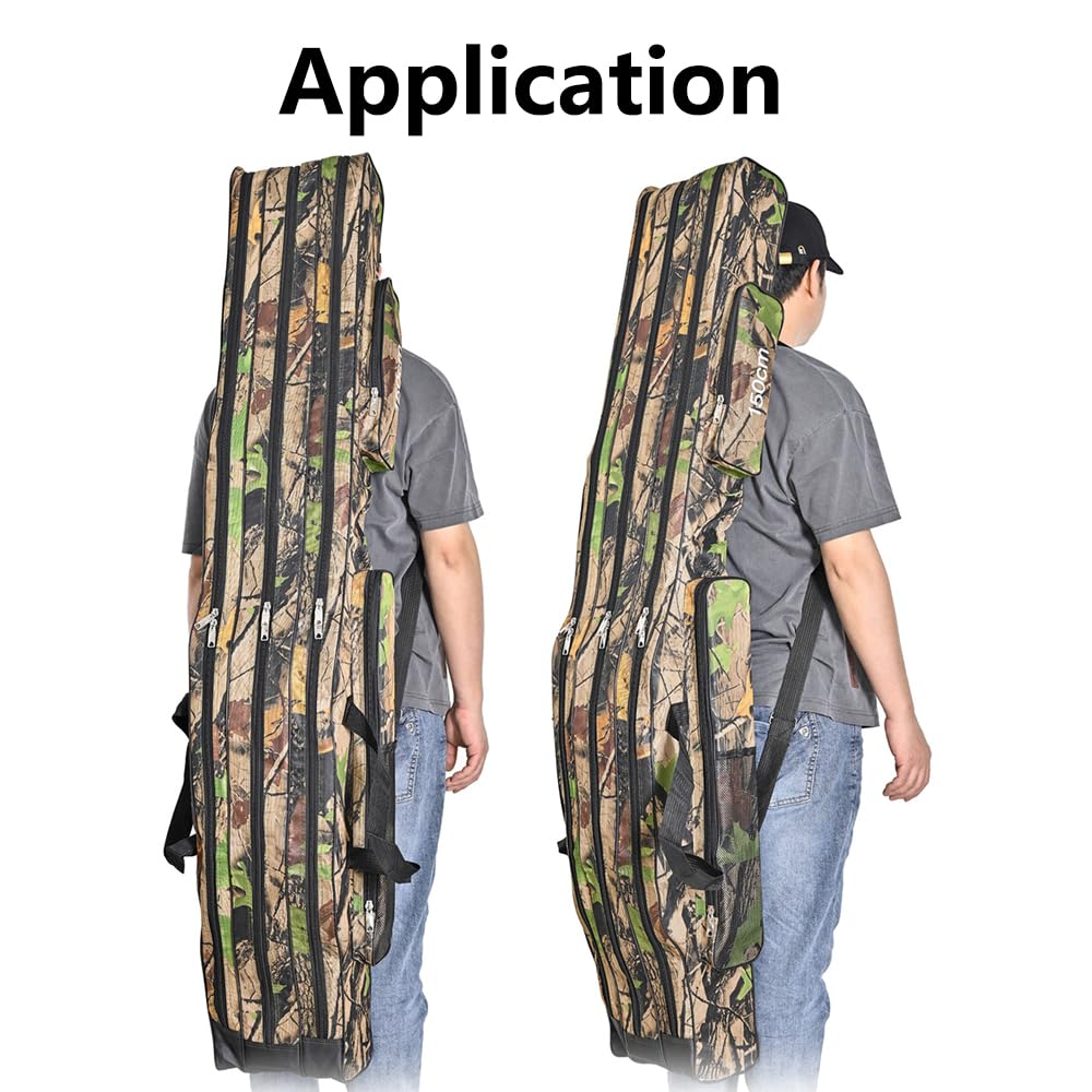 Bolsa portátil para caña de pescar, funda para caña de pescar, camuflaje, 120 cm, para accesorios de pesca, cebo de pesca [marrón]