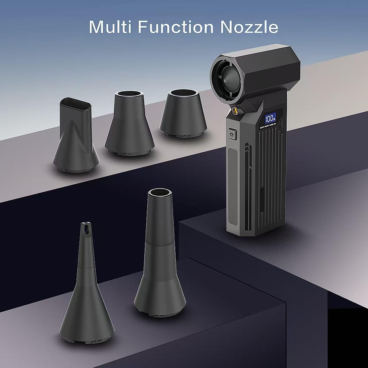 120000RPM Compressed Air Duster,4-Gear Adjustable Rechargeable Air Blower with Fast USB-C Charging & LED Light,Electric Duster for Computer,Keyboard,Car,Home & Outdoor Cleaning