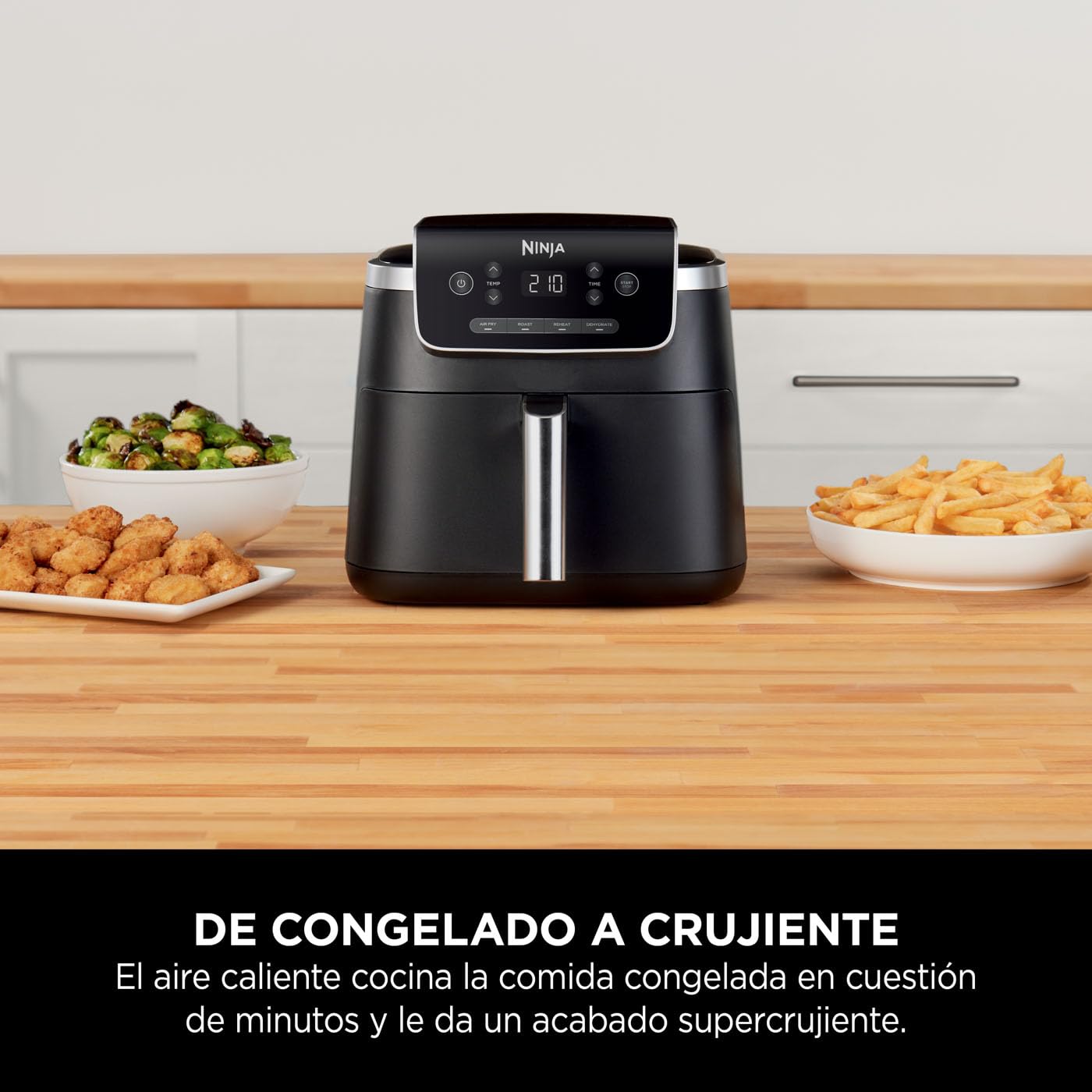 Ninja Air Fryer PRO, Freidora de Aire, 4,7L, Cesta Indiviual, AF140EU | 4 en 1, Freír con Aire, Asar, Recalentar, Deshidratar, 1-2 Porciones, Digital, Cesta y Rejilla Antiadherentes, en Negro