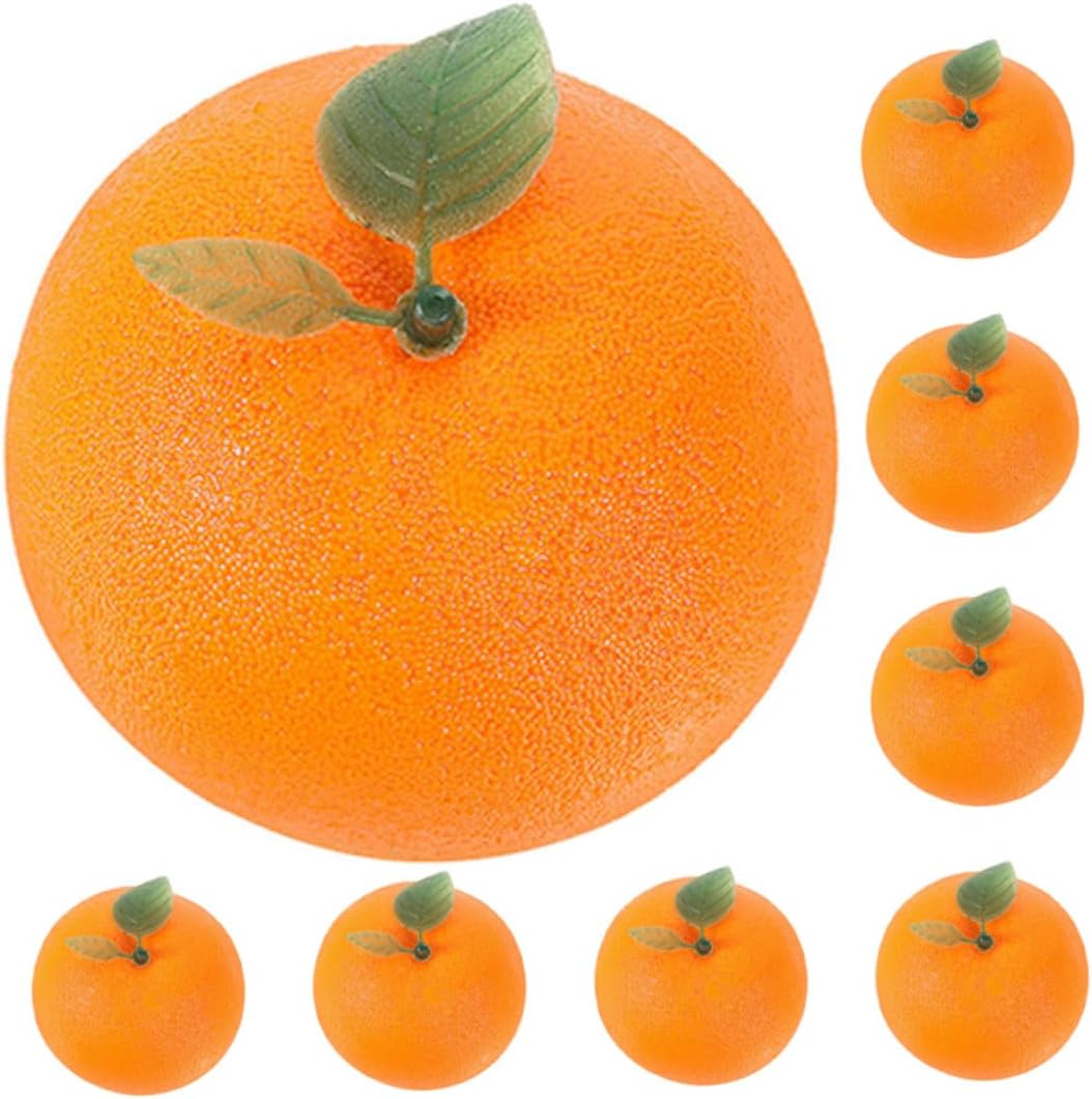 Garneck 8pcs Artificial Oranges Leaves Lifelike Foam Fake Fruit Decorations Small Orange Fruit Ornaments for Home Party Tabletop Display