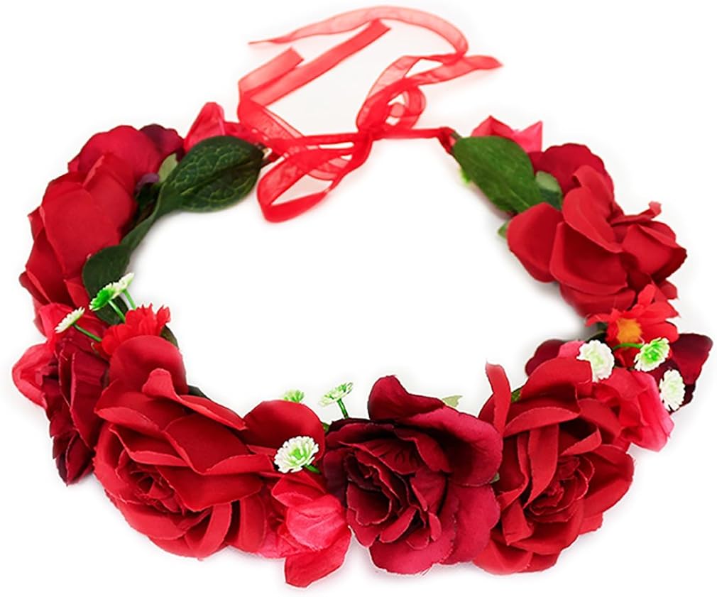 Amazon Co Jp ザファンタジー Thefantasy 花かんむり 花冠 花かんむり 赤 バラ ヘッドドレス 髪飾り コサージュ ウエディング ドレス花冠 Fhkan067rd Fhkan067rd ファッション