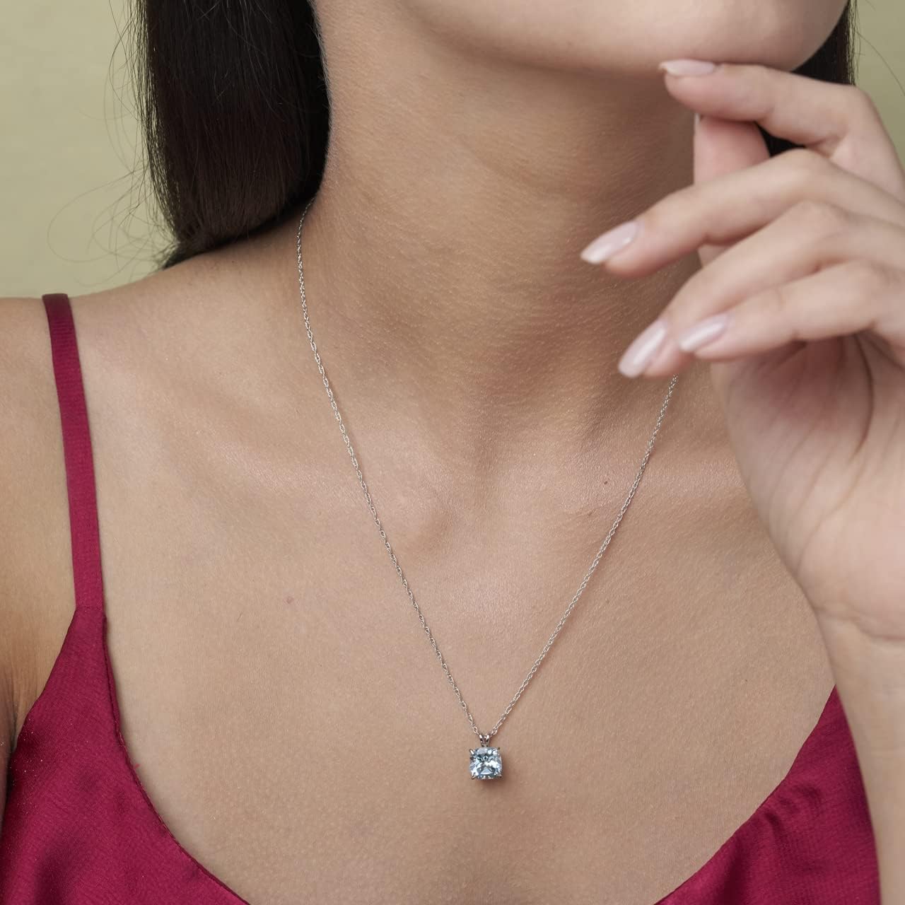 MAX + STONE 14k Gold Plated or Sterling Silver Cushion Cut Gemstone Stud Earrings and Pendant Necklace for Women with 6mm and 8mm Birthstones 18 Inch Chain and Push Backs Jewelry Set