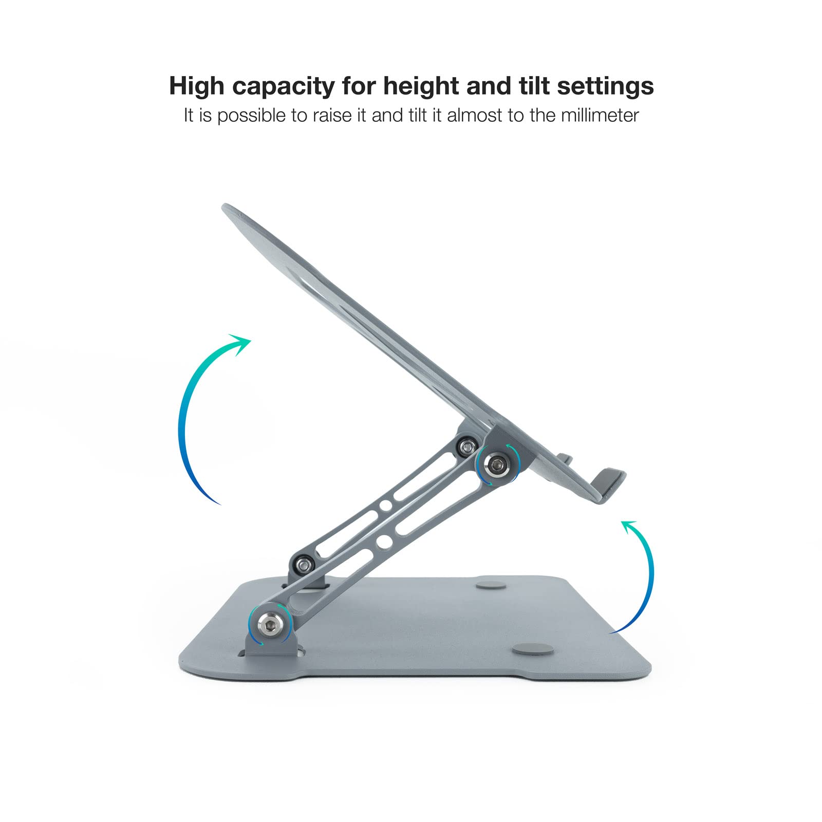 TOOQ TQLRS0012-AL-G - Soporte Elevador de Aluminio Ajustable Ergonómico para Portátiles, Color Gris