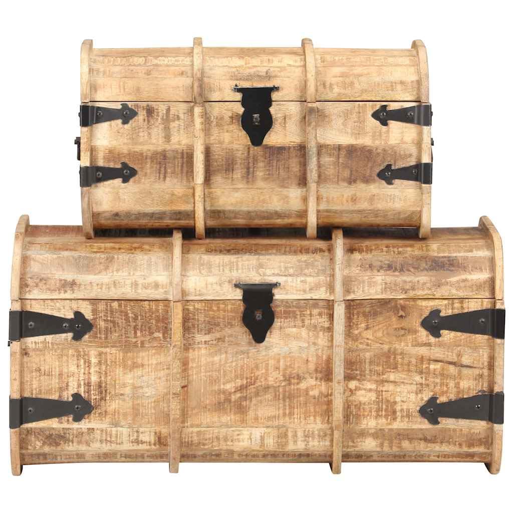Juego de 2 baúles de madera maciza de mango