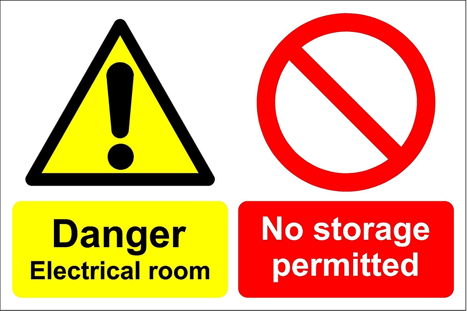Danger Electrical Room No Storage Permitted sign - Self adhesive vinyl 200mm x 150mm