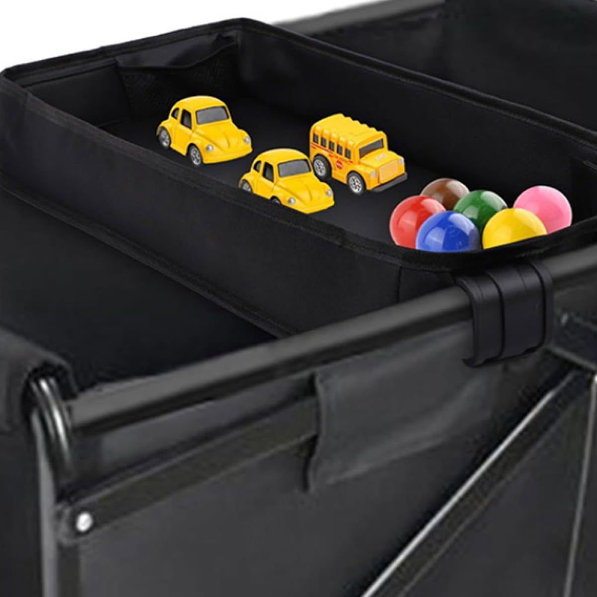 Kinderwagen Tablett Organizer Universell mit Becherhalter Schwarz | Canvas, Tragbar und Stabil, für Reiseeinsatz, Passender Einsatz für Babywagen und Buggy