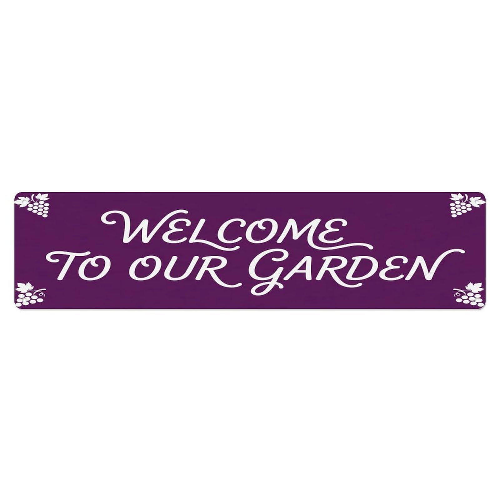 Vintage Welcome to Our Garden Grape Purple Metal Tin Sign