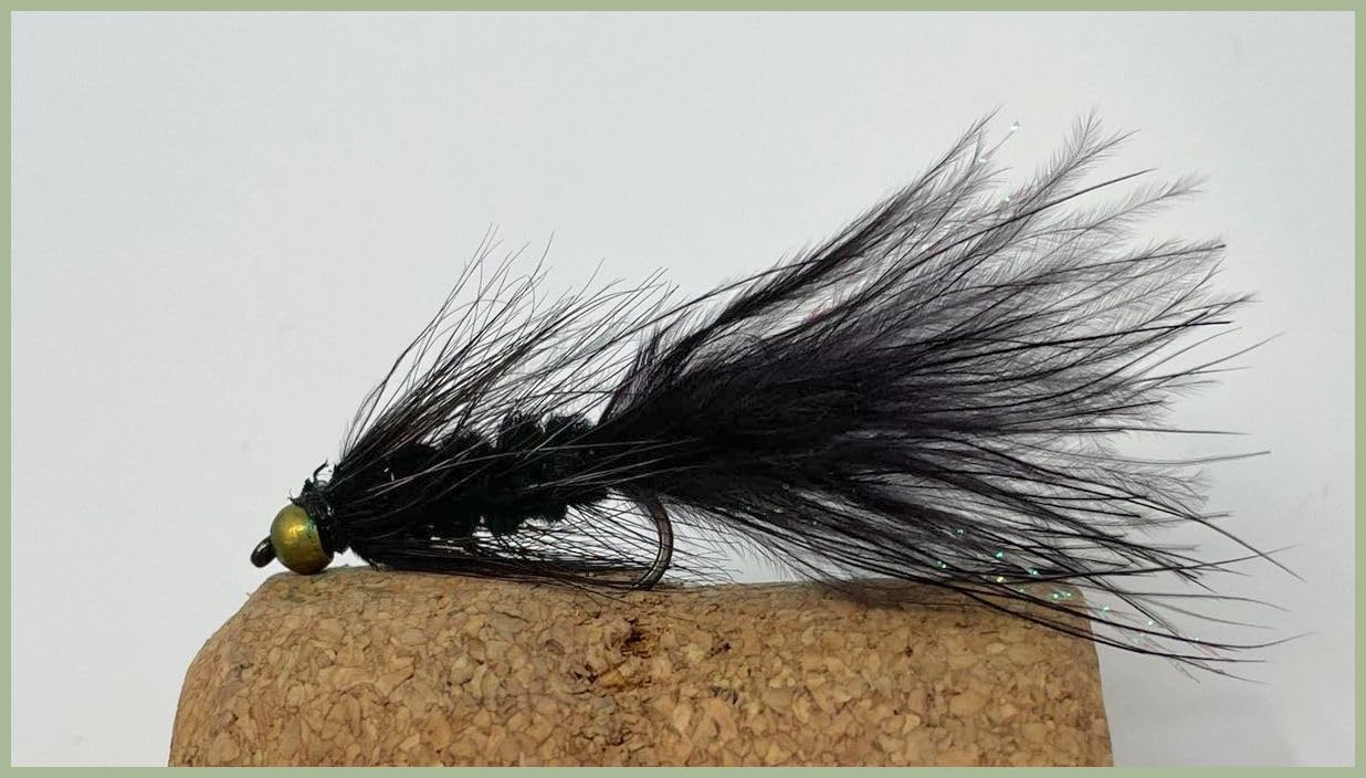 Woolly Bugger Trout Flies, Black Gold Bead, Barbless size 10, choose the amount required, Best Lure Flies (3)
