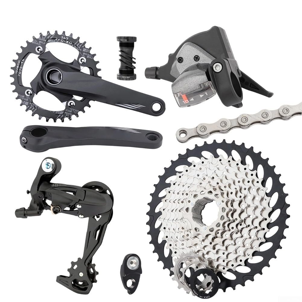 Gruppo completo a 10 velocità Mtb con opzione corona integrata cava 34t e cassetta 42t per cambio preciso Kit design leggero