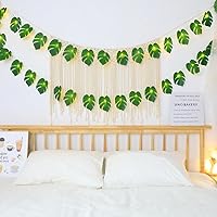Vista 3 de WEISPARK Guirnalda de 20 luces LED de hojas de palma, hojas de Monstera artificiales tropicales para colgar en la pared, enredadera para fiesta