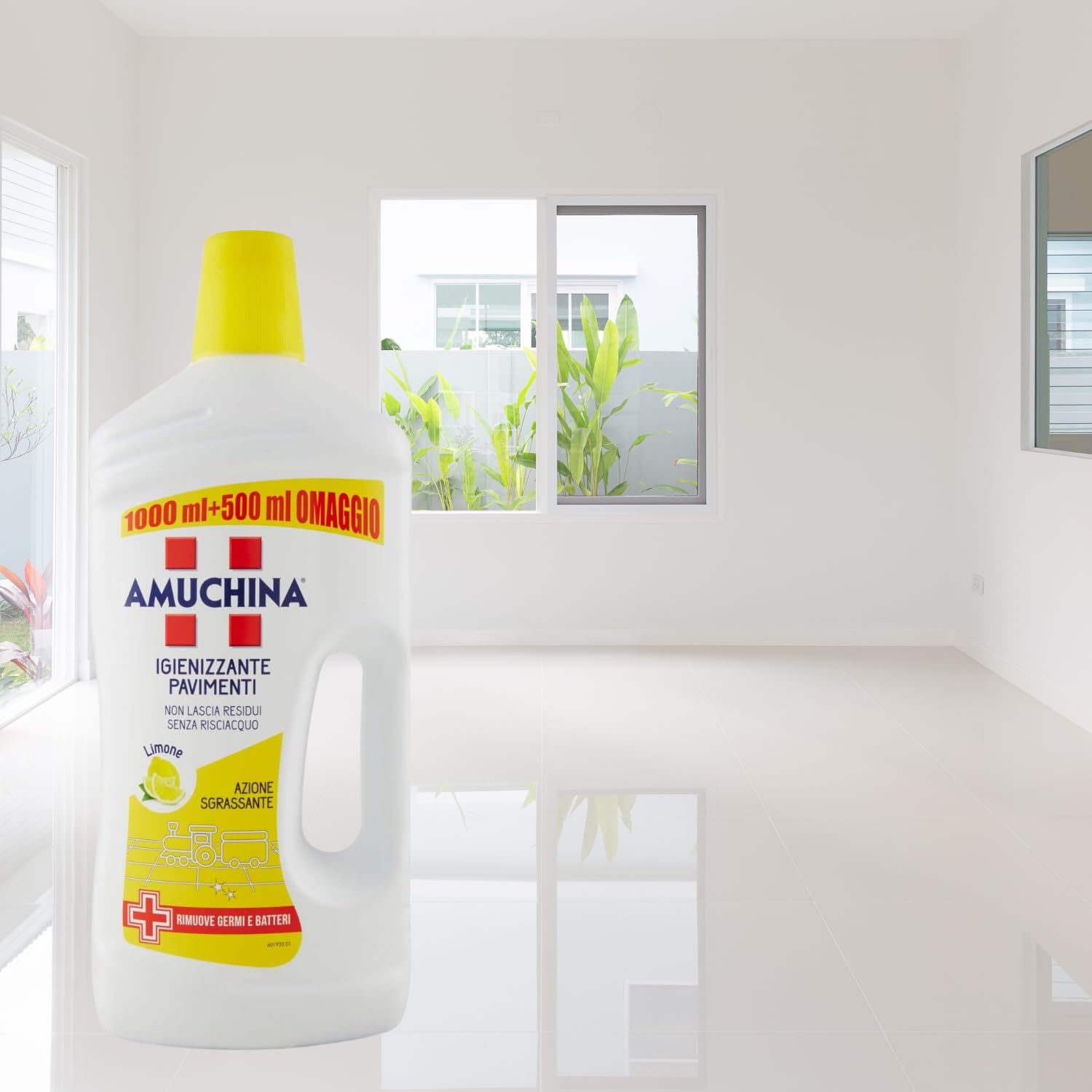 Detergente Igienizzante Pavimenti Limone kit con Spugna Brandizzata SPESA & RISPARMIO Inclusa – Variazioni 4/8/12 Pezzi – 1050ml (12)