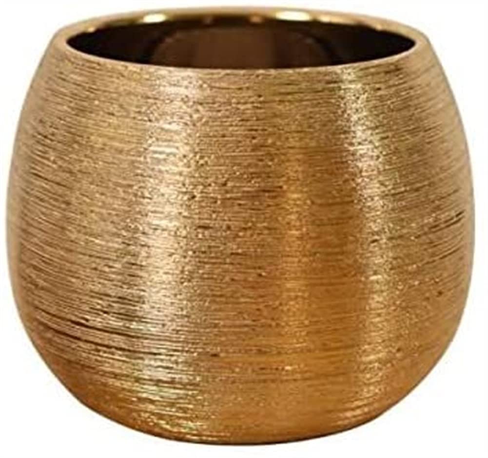 Pot de fleur rond doré Cratone L pour sublimer votre jardin d'hiver