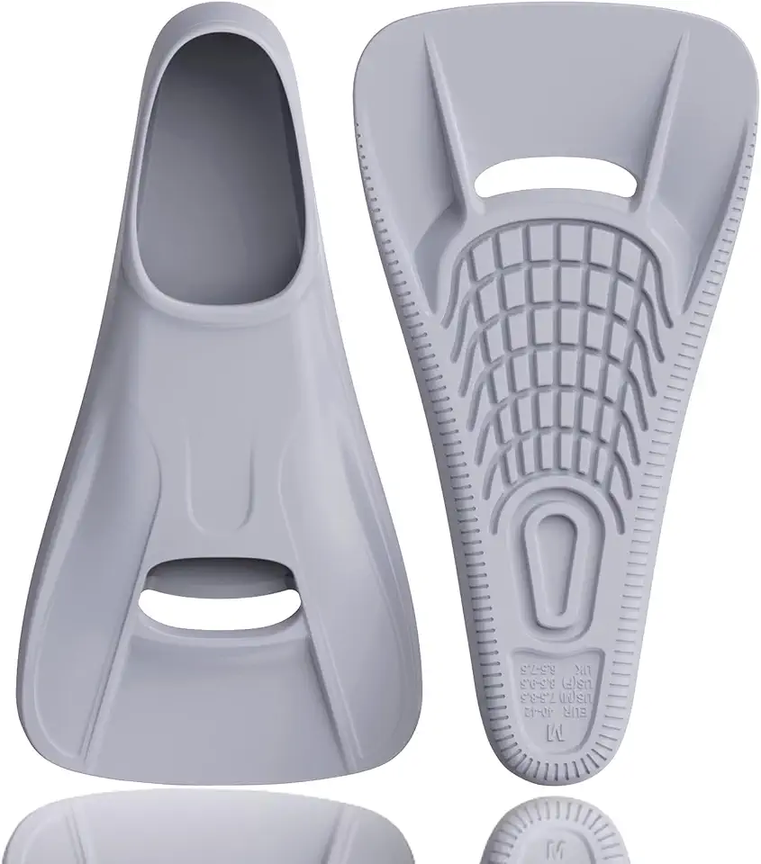 Barbatanas de treino de natação confortáveis de silicone com lâmina curta flutuante com bolsa de malha para adultos, homens e mulheres, fortalece a perna