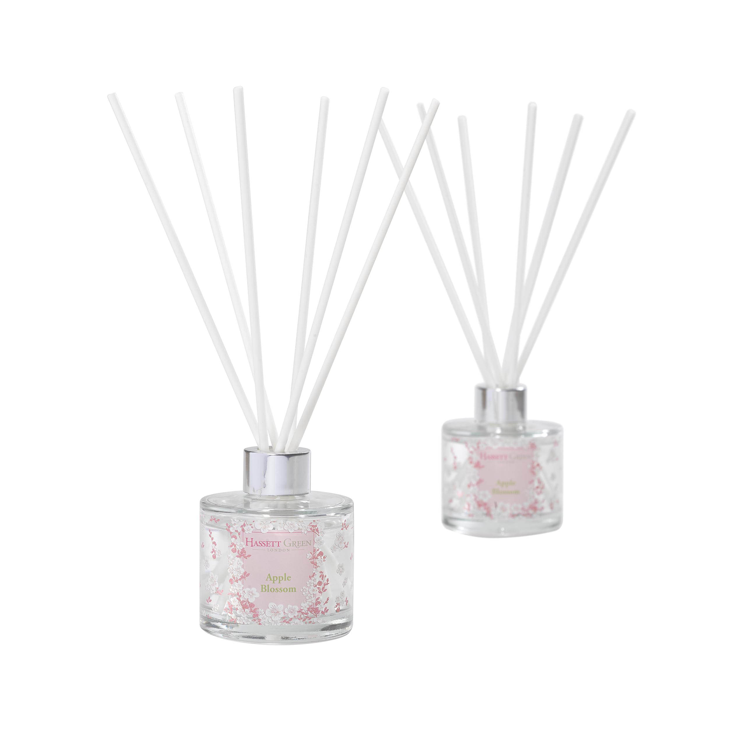Hassett Green London Apple Blossom Reed Diffuser Duo 2 x 125ml | 2 empty glass bottles, fibre reeds & 250ml oil, Crisp apple, summer fruits & soft woods, Alcohol-free, Reduced packaging