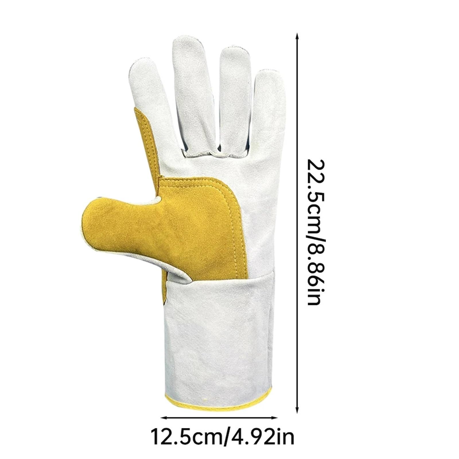 Generico 1 paio di guanti protettivi for saldatura industriale - Guanti in pelle/cotone con isolamento termico e assorbimento del sudore(Yellow gray)