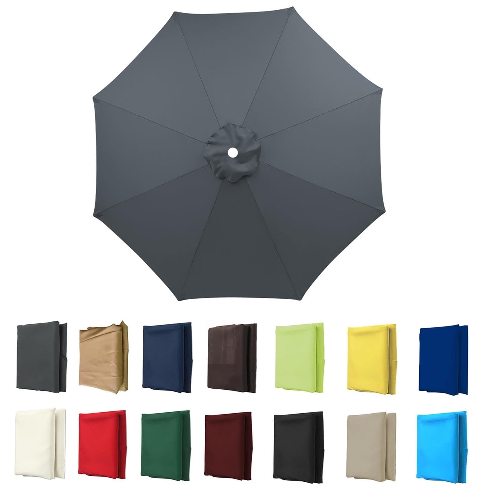 2m-3.5m Replacement Parasol Canopy, Umbrella Replacement Fabric, UPF 50+ Garden Parasol Replacement Canopy, Outdoor Replacement Fabric, 6/8 Rib for Garden Umbrella (Grey,8ribs:2.7m/8.8ft)