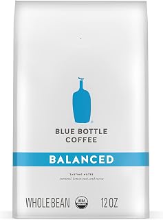 Blue Bottle Balanced Organic Whole Bean Coffee, Medium-Light Roast, 12oz Bag - Caramel, Lemon Zest, Cocoa Notes