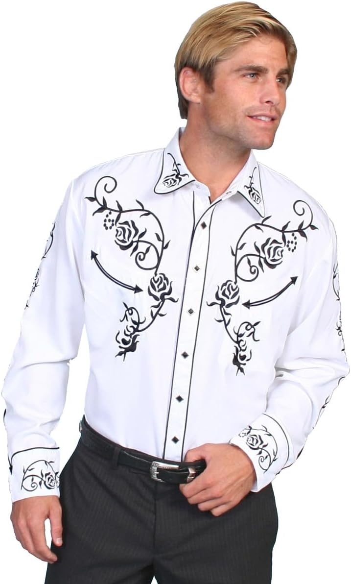 Scully Floral Embroidered Snap Front Shirt P706 Jet **