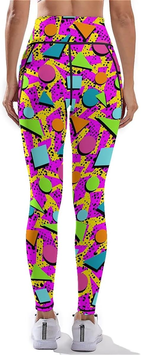 80s 90s Outfit Tummy Control Yoga Pants for Women with Pockets, High Waist Running Sports Workout Yoga Leggings - Image 3