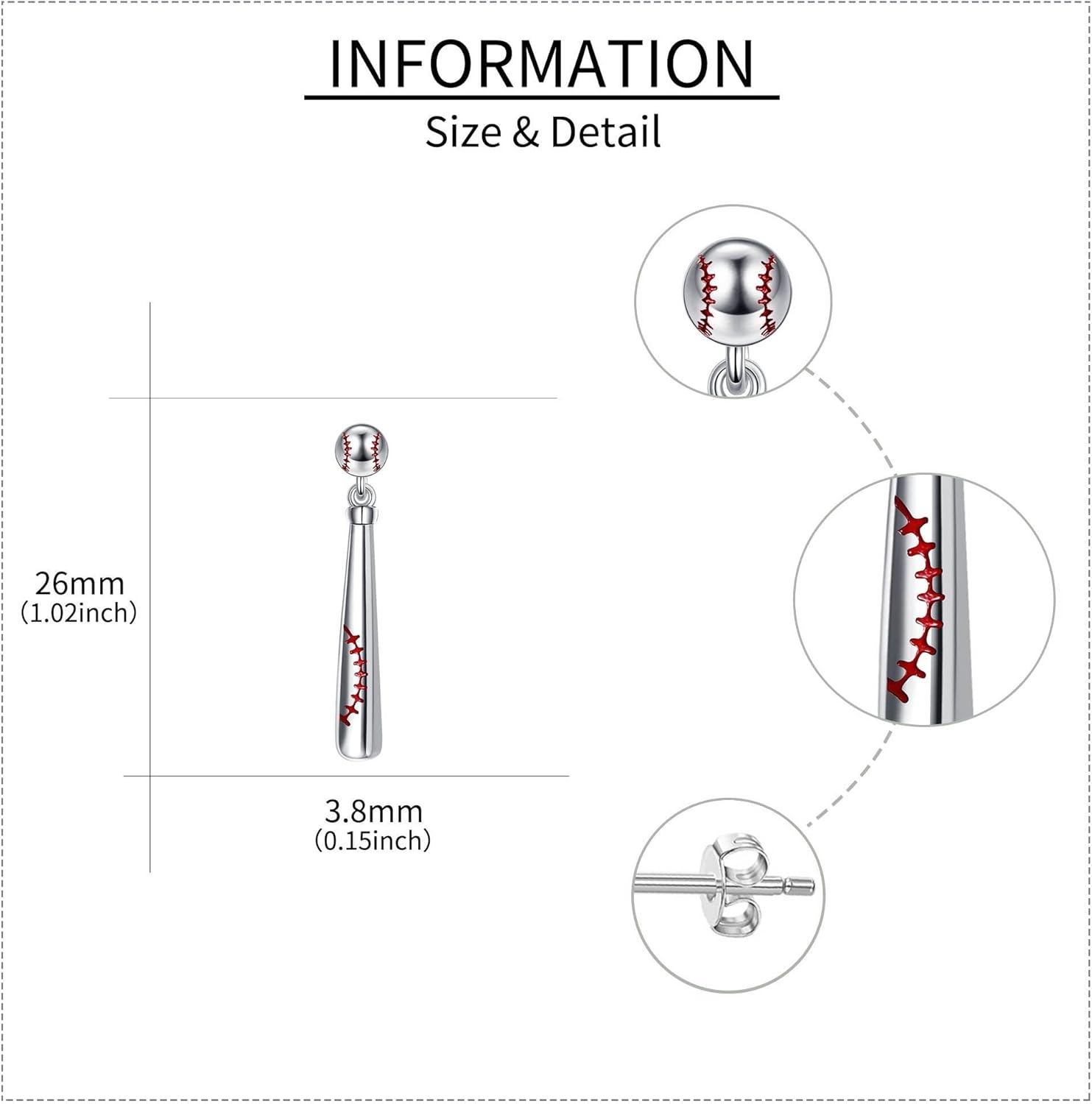 Soccer/Baseball Dangle Earrings Sterling Silver Sports Jewelry Gifts for Women - Image 4