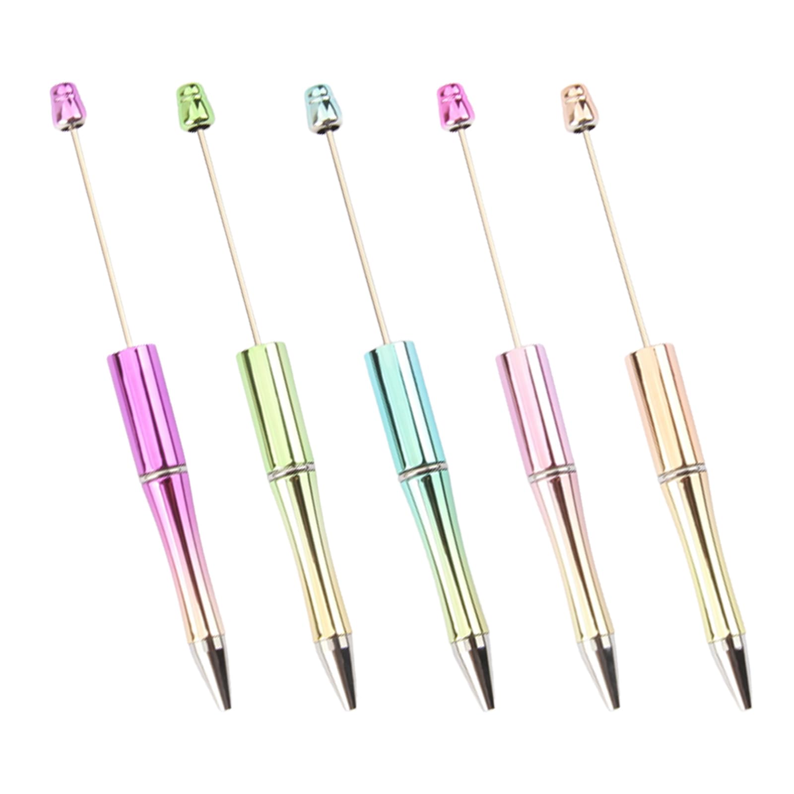 5Pcs Bead Ballpoint Pens Retractable Ballpoint Pen Funny Decompression Pen Toy Office Writing Supplies Gift for Kid Beadable — view 3