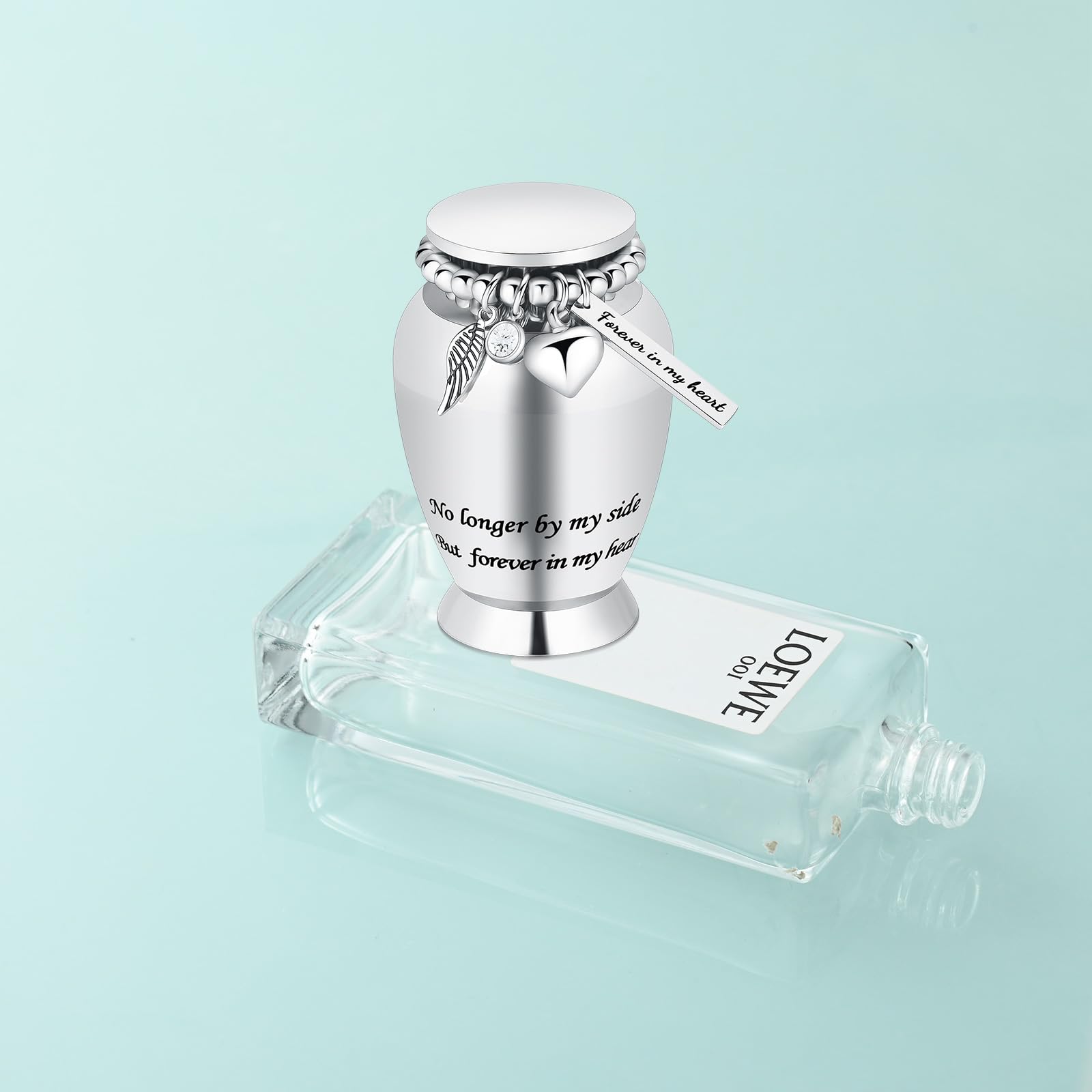 Small Urns for Human Ashes Keepsake Cremation Urn for Human Ashes with Wings Charm Mini Personal Funeral Urn for Pet (Silver Small Wings) - Image 4