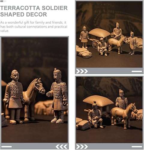 Miniatura 9 de Abaodam 9 unidsset de estatuas de guerreros de terracota Xian China terracota guerreros carro y caballo modelo China Qin dinastía guerreros