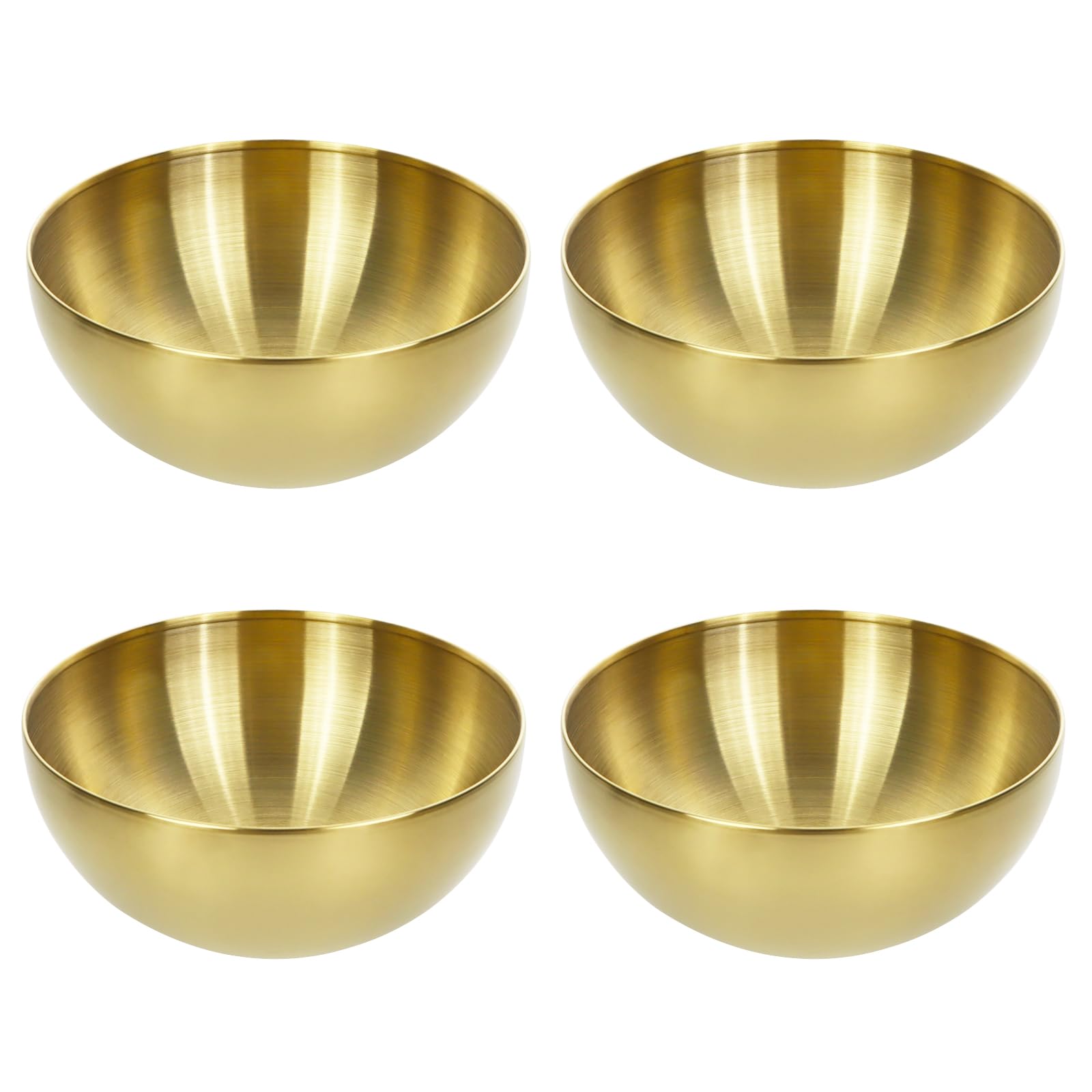 ICEBLUEOR 4 Pack Gold Stainless Steel Mixing Bowls, 15 cm 18/8 Stainless Steel Round Stackable Serving Bowls for Salad, Noodles, Rice, Meal Prep, Appetizers, Kitchen & Dining Dishwasher Safe