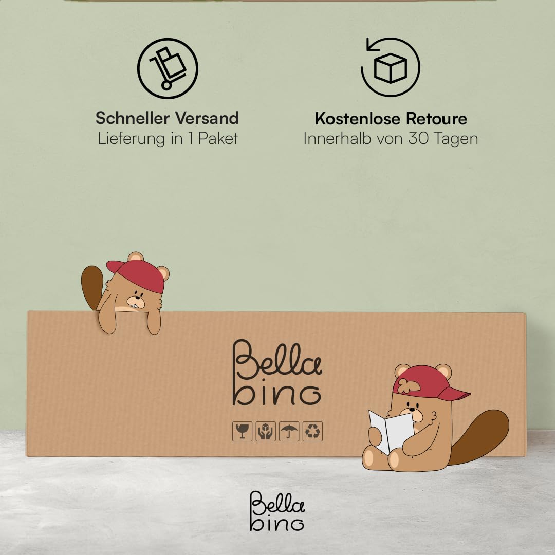 Bellabino Kindersitzgruppe für 4 Kinder – Kindertisch mit 2 Bänken – Picknicktisch aus Kiefer, unbehandelt – Gartenmöbel ab 2 Jahren