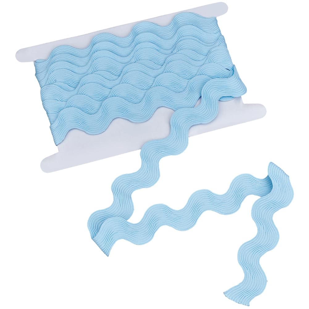 GORGECRAFT 20-34mm Jumbo Rick Rack Trim 5 Yards Ric Rac Polyester Rickrack Zig Zag Lace Wave Ribbon Sky Blue Wave Bending Fringe Lace Trim S Shaped Woven Braided Fabric for Sewing DIY Crafts โ image 1