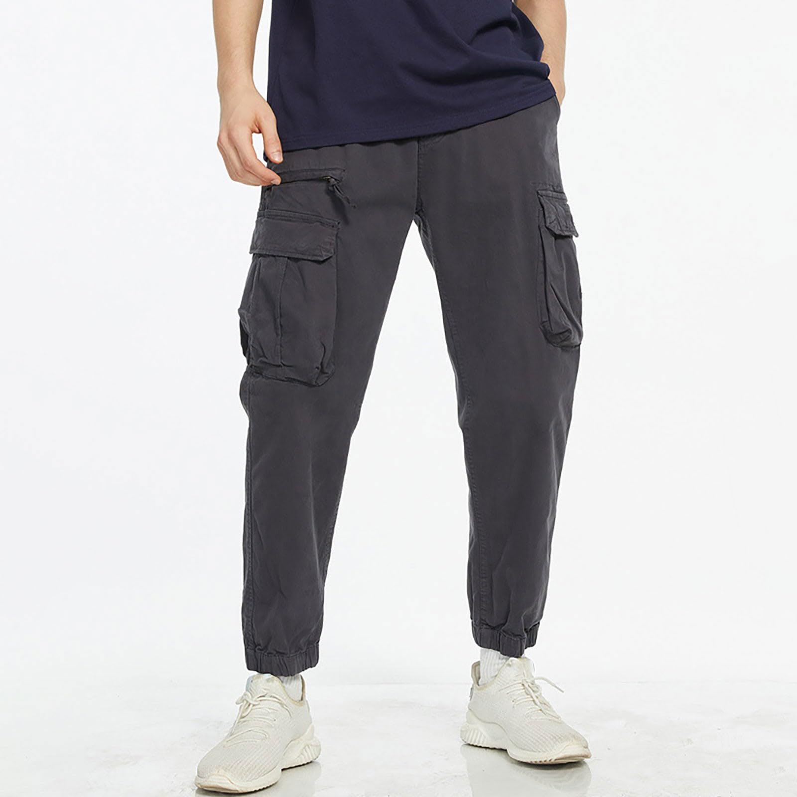 Pantalones de trabajo tipo cargo para hombre, tácticos, con bolsillos, ropa de trabajo, pantalones chinos elásticos, ajuste regular, pantalones casuales para exteriores, pantalones deportivos de
