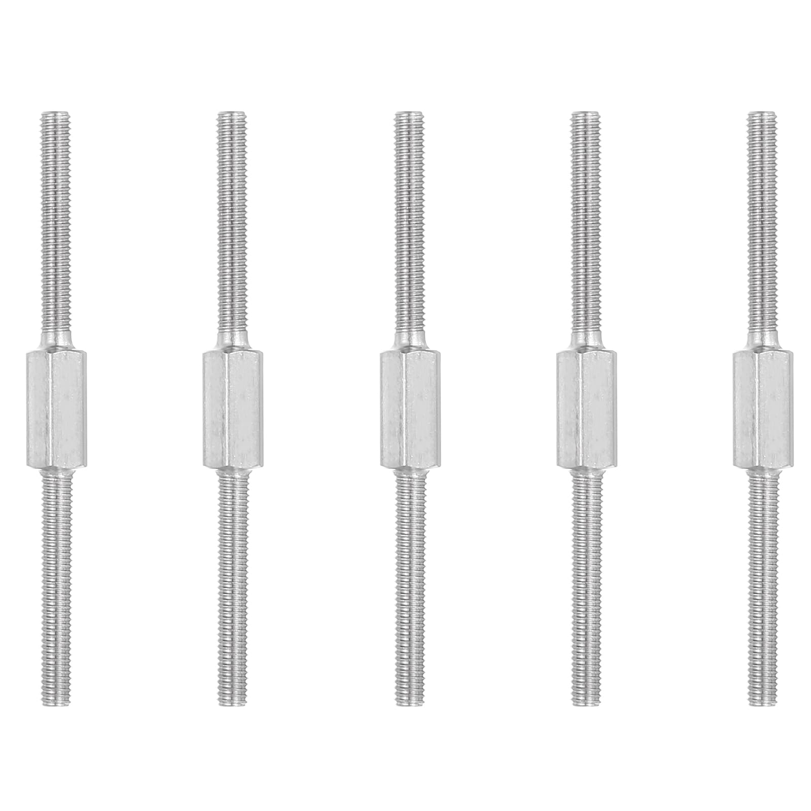 PATIKIL M3x50mm Double End Threaded Stud Screw, 5pcs 304 Stainless Steel Hex Bolt Left and Right Hand Threaded Rod Bar Adapter for Furniture Hardware, House Maintenance — image 1