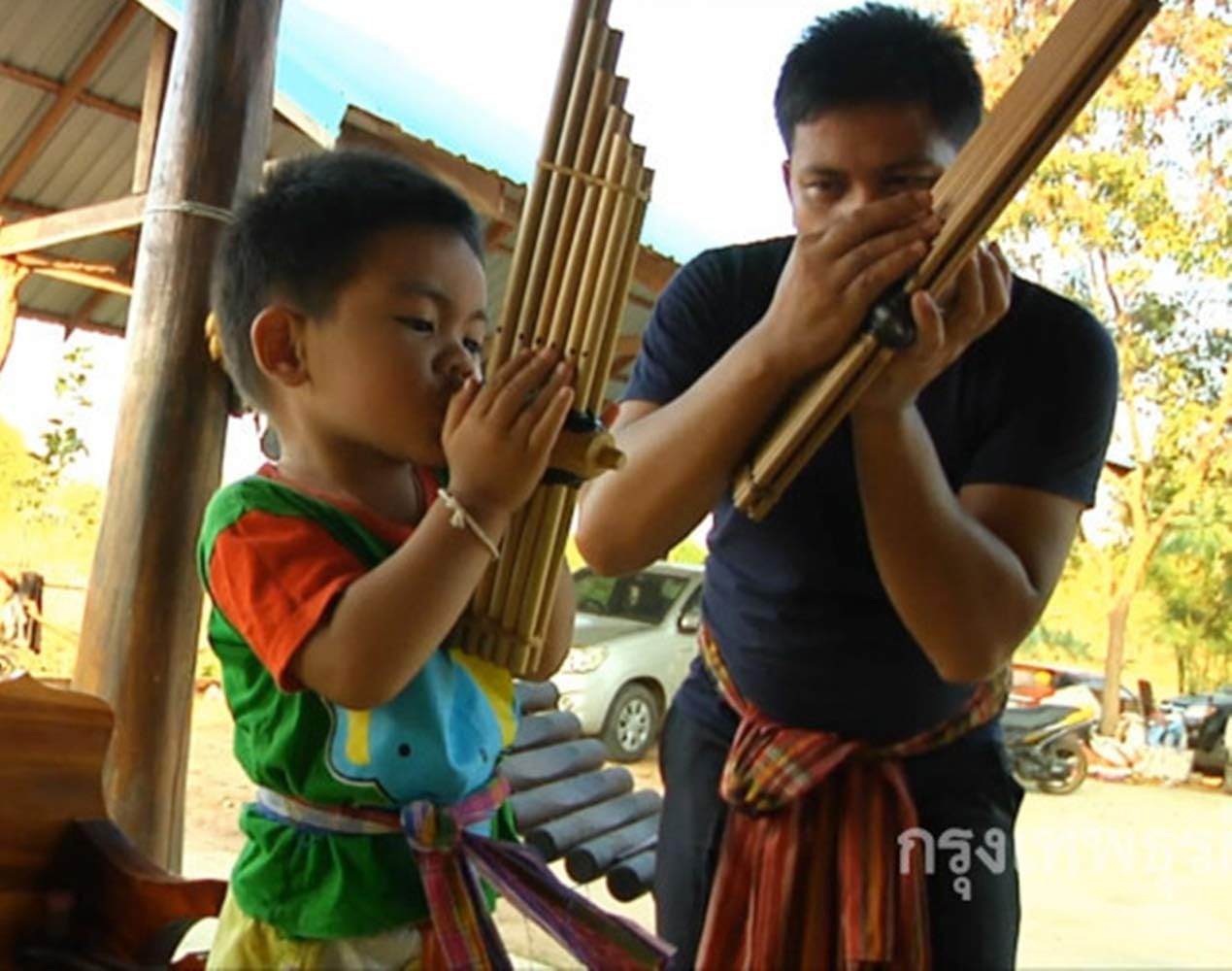 Thai Khaen Instrument Natural Bamboo Isan Mouth Organ Musical Traditional Folk Harmonica Kids/Beginner Level 6 Notes : Musical Instruments