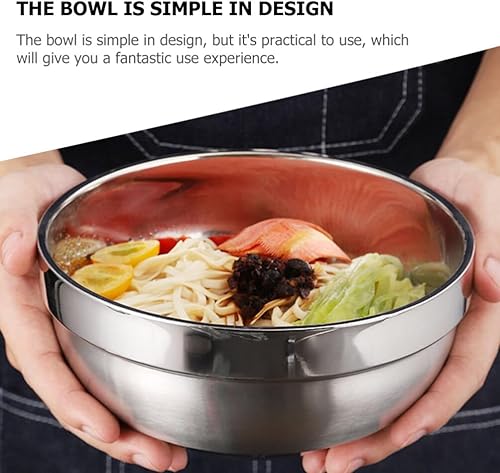 Miniatura 3 de Cuencos de sopa de acero inoxidable, doble pared aislada, cuenco de metal para aperitivos, fideos, ramen, ensalada, tazón para mezclar ensalada de